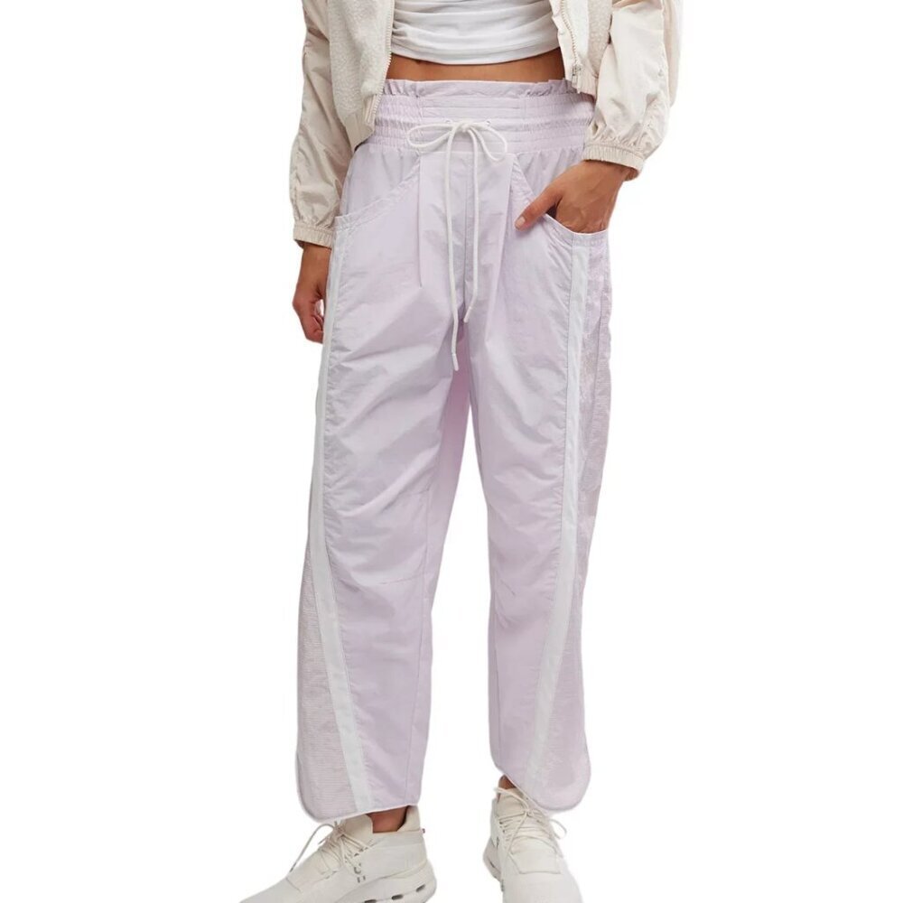 Free People Lilac Track Pants with White Side Stripes
